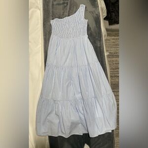 Blue and white strip one shoulder dress